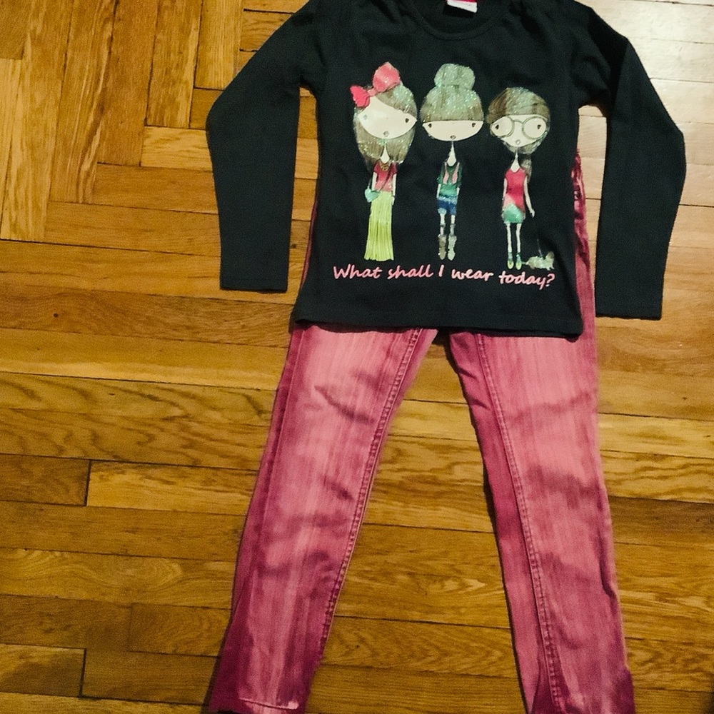YIGGA Shirt and jeans combo for girls 9 years